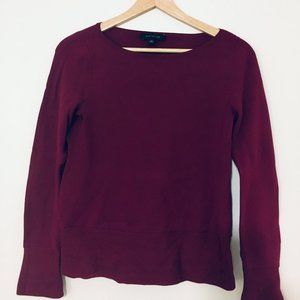 Women's Ann Taylor Boatneck Flare Sleeve Milano Top in Raspberry Size XS